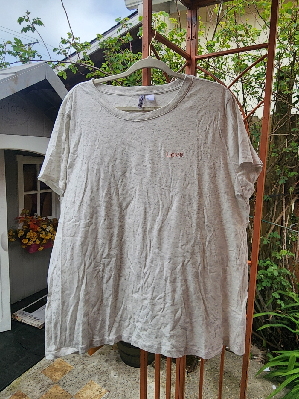 Love Embroidered Cream Short-Sleeve T-Shirt